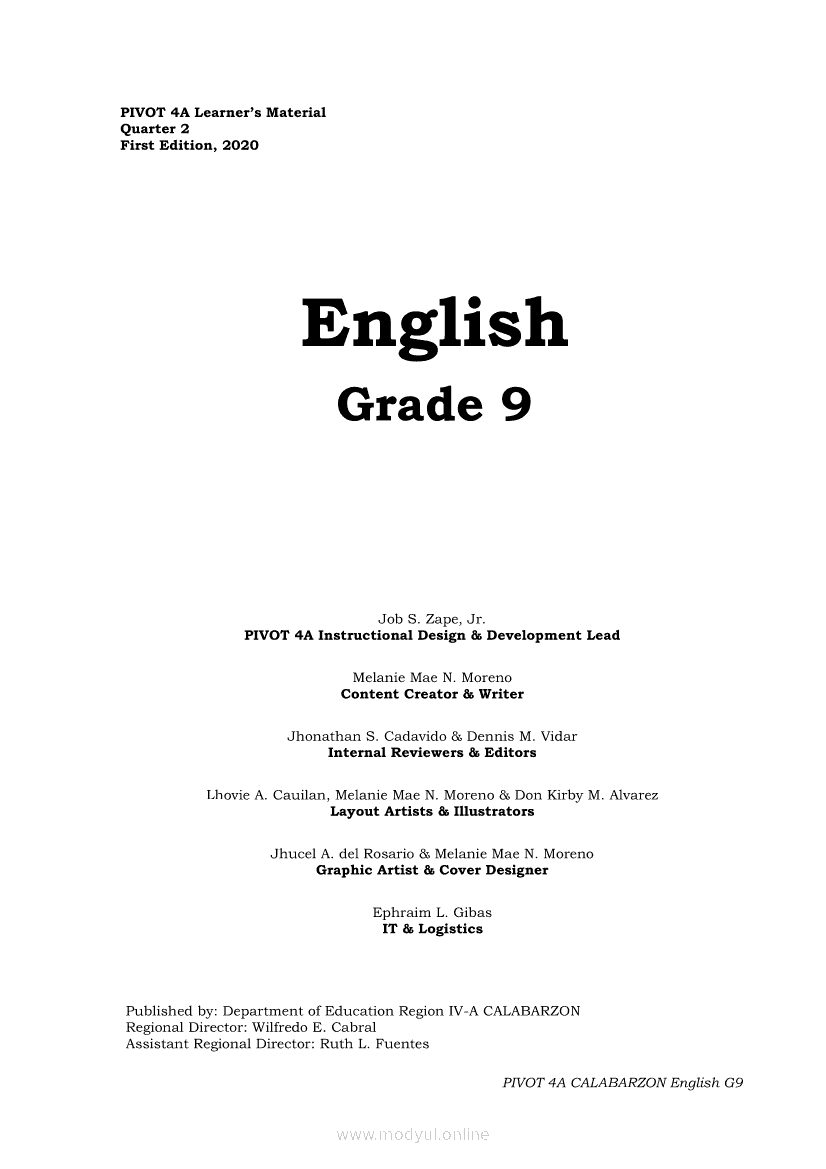 English 9 Second Quarter Module PIVOT Grade 9 Modules